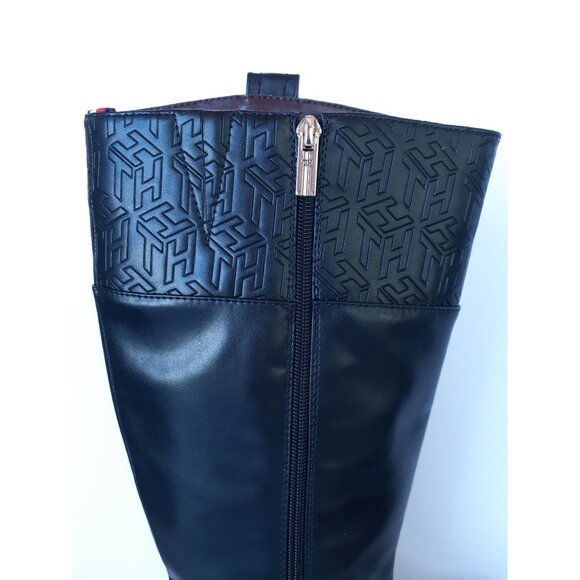 Tommy Hilfiger Womens Black Leather Knee-High Riding Boots Size 8.5 - Picture 7 of 13